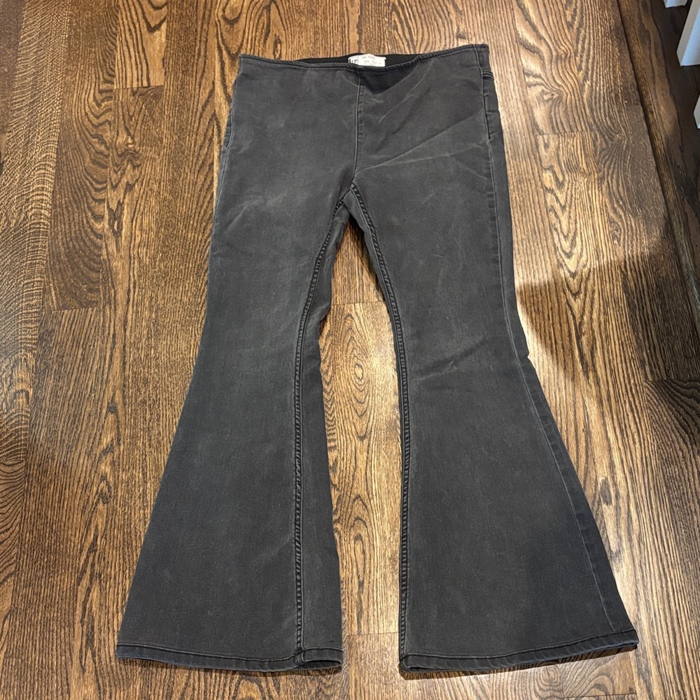 Free People Washed Charcoal High-Rise Flare Pants